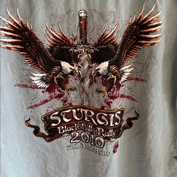 STURGIS 70th Anniversary Black Hills Rally 2010 Sleeveless Denim Shirt Men’s Xl - Picture 6 of 6